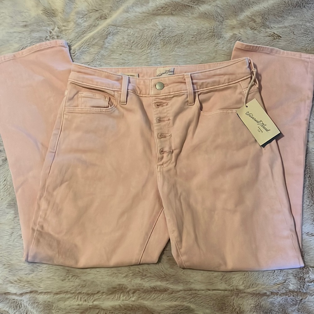 Universal Thread Goods Co. Blush Pink High Rise Slim Straight Jean